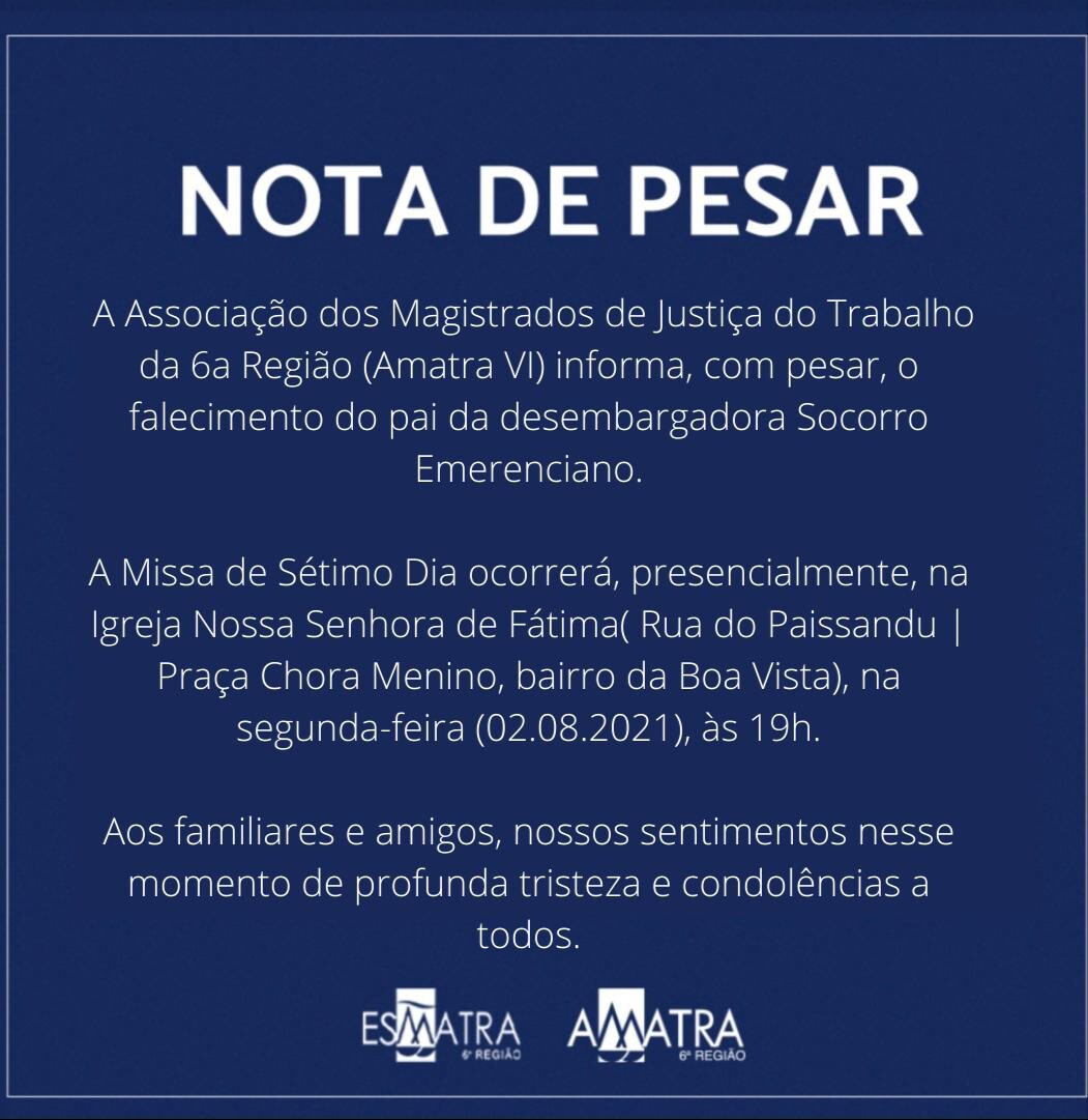 Nota de Pesar -                                                                                 30-07-2021