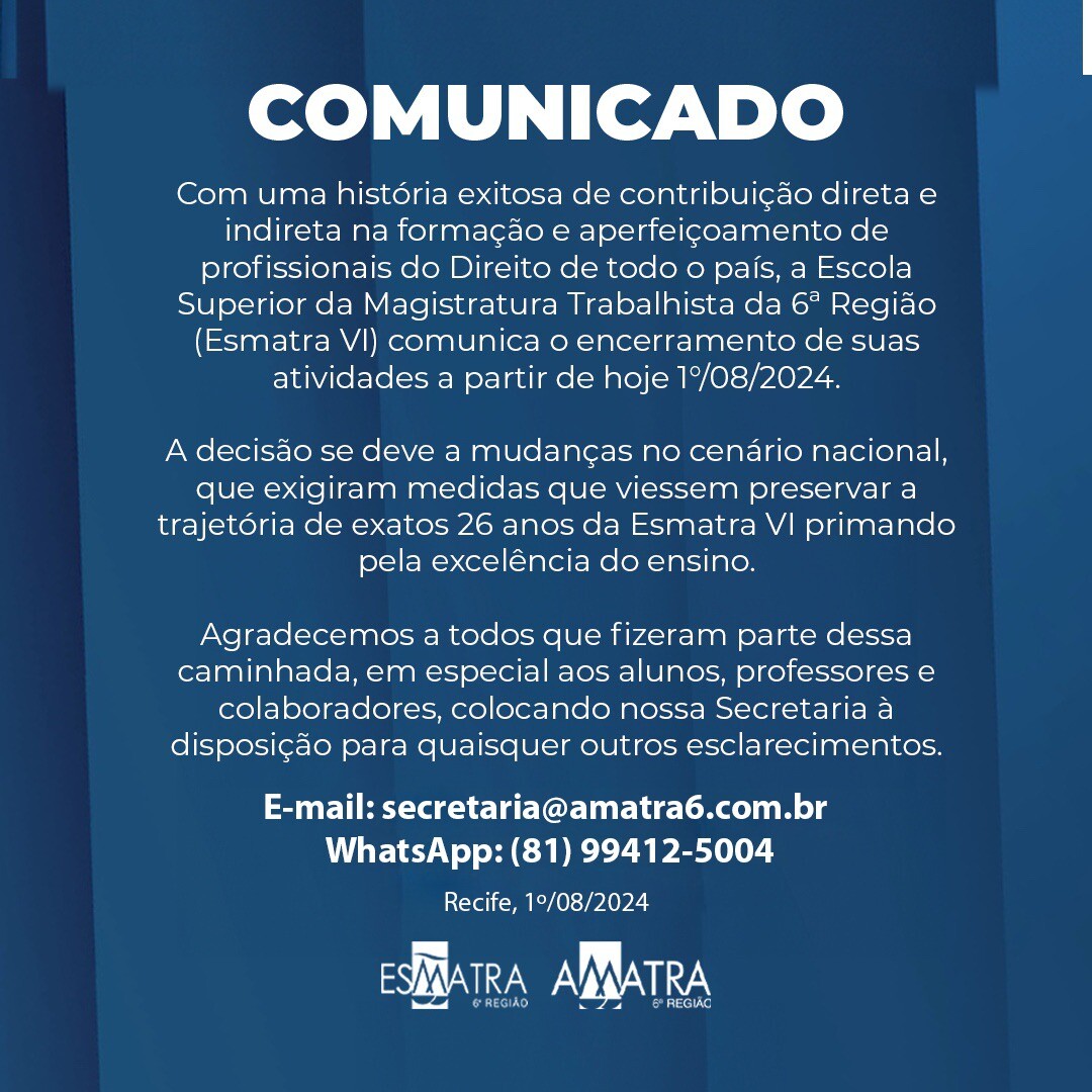 Esmatra VI: Comunicado importante